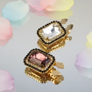 Eco Friendly Plating Clip Rhinestone Flower Button for Shirt Decorative Cover Cufflinks