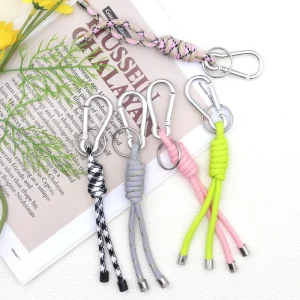 Eco-Friendly Polyester Anti-Lost Car Key Keychain Fashionable Hand-Woven Zinc Alloy Lanyard Mobile Phone Rope