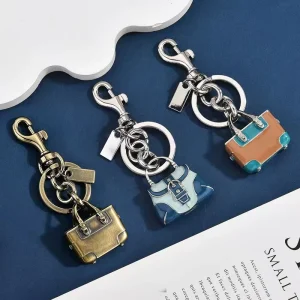 Eco Friendly Simple Stainless Steel Light Handbag Shaped Keychain Cute Purse Charm for Ladies