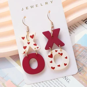 Eco friendly Valentine Acrylic Drop Earrings Handmade Sweet Dangle Earrings Holiday Party Jewelry Supplier