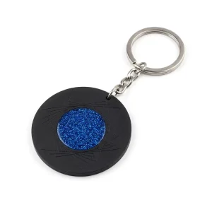 Edgy Minimalist Geometric Carabiner Keychain Round Shape Matte Finish Acrylic Offset Printed Techwear Accessory for Men