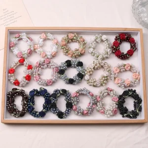 Elastic Hair Bead Ponytail Holder Handmade Pearl Hair Accessories for Women and Girls