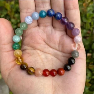 Elastic Synthetic Crystal Strand 8mm Mixed Synthetic Crystal Fashion Trendy Geometric Beaded Cuff Beads Unisex Gift PF Bangles