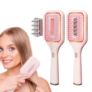 Electric Pink Therapy Scalp Care Quantitative Hair Oil Applicator Brush Elastic Airbag Dispenser Comb Plastic Teeth Hair