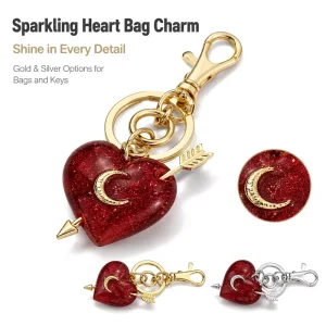 Electroplated Arrow Through Heart Love Glitter Keychain Gold Silver Plated Alloy Bag Pendant Key Ring Charm Gift