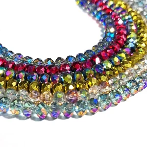 Electroplated Faceted Crystal Beads Loose Spacer Beads for DIY Bracelet Jewelry Making and Crystal Bag