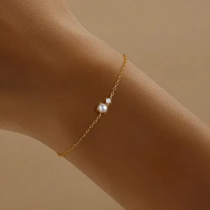 Elegant 18K Gold Plated S925 Silver Pearl Zircon Bracelet 925 Sterling Silver Chain Bracelet