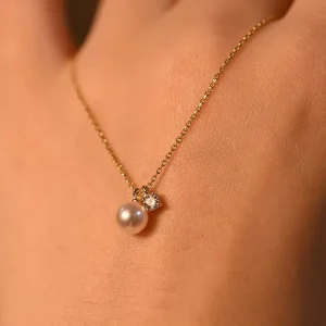 Elegant 18K Gold Plated S925 Silver Pearl Zircon Necklace 925 Sterling Silver Double Charm Pendant Necklace
