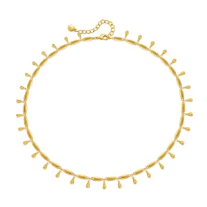 Elegant 18K Gold Plated Water Drop Necklace Brass Link Chain High Sense Fashion Jewelry Gift
