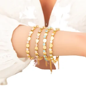 Elegant 18k Gold Plated Stainless Steel Charm Bracelets High End Heart Shape Crystal CZ Diamond Fashion Accessory for Women