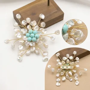 Elegant Baroque Pearl Brooch Metal Snowflake Pin Women’s Floral Corsage Shoe Buckle Clothing Accessory
