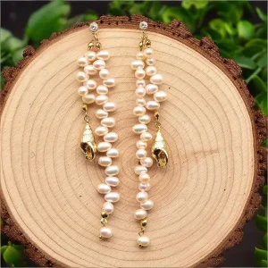 Elegant Baroque Pearl Earrings, Handmade, Unique Pearl Design, Daily Casual Wear