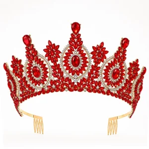 Elegant Bridal Baroque style Headband Crown Accessories European American Alloy Crystal Quartz Tiara Crown with Comb