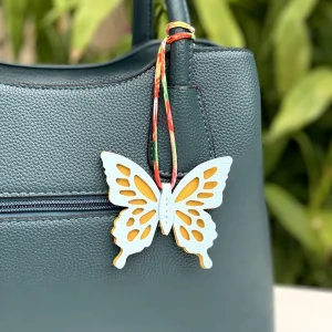 Elegant Butterfly Bag Decoration Fashionable Handbag Decoration Cute PU Leather Bow Keychain