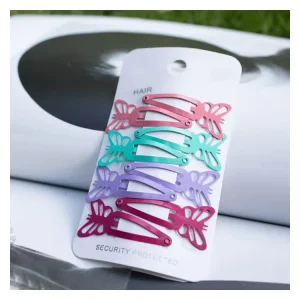 Elegant Butterfly Mini Metal Snap Hair Clips Set for Girls Pink Blue Purple Fuchsia