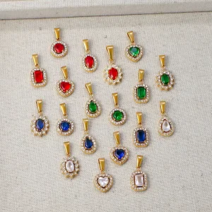 Elegant DIY Jewelry Accessories Trendy Fashion Stainless Steel Gold Plated Waterproof Cubic Zircon Pendant Necklace