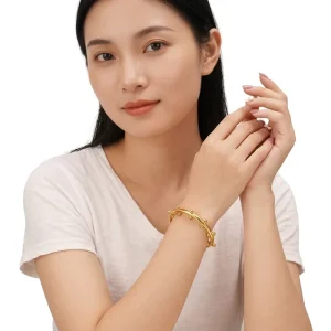 Elegant Double Layer Small Beads Cuff Bracelets and Bangles Gold Plated Brass Stress Relief Pulseiras Jewelry