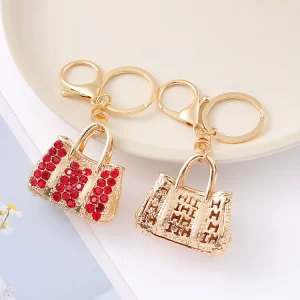 Elegant Fashion Car Keychain Pendant Rhinestone Decorated Zinc Alloy Backpack Keychain