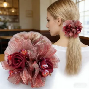 Elegant French Chic Mesh Scrunchie for Party and Wedding Bridesmaids