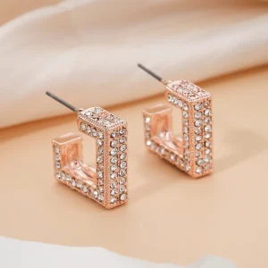 Elegant Geometric Square Stud Earrings Refined Paved Zircon Design for Women Premium Niche Fashion Jewelry