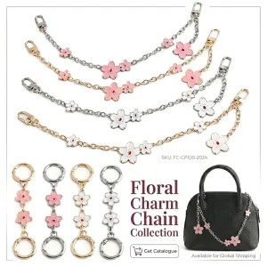 Elegant Gold Metal Decorative Heart Colored Enamel Charms Chain Stylish Purse Accessory for Ladies Handbags and Tote Bags