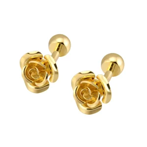 Elegant Gold Rose Novelty Cufflinks Custom Mens Suit Shirt Fashion Accessory Wedding Tuxedo Trendy Jewelry Gift Set