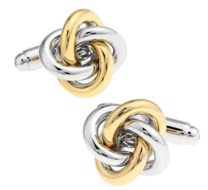 Elegant Gold and Silver Love Knot Cufflinks Custom Mens Business Suit Shirt and Wedding Tuxedo Fashion Jewelry Gift