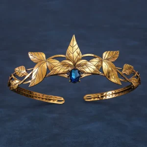 Elegant Greek Goddess Gold Plated Alloy Hair Accessory with Crystal & Rhinestone Geometric Design Wedding Tiara for Brides