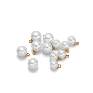 Elegant High Gloss Imitation Pearl Charms Gold Plated Stainless Steel Eye Pin Pearl Pendants for DIY Jewelry Crafting