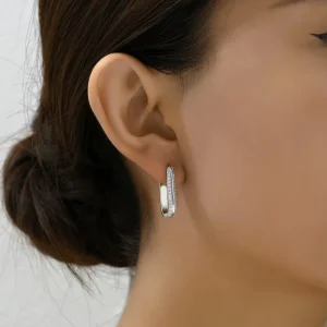 Elegant Hollow Zircon Hoop Earrings Refined Geometric Design for Women Premium Niche Design Fashion Jewelry