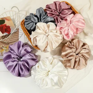 Elegant Jumbo Solid Color Hair Scrunchies Large Intestine Satin Elastic Scrunchies Soft and Smooth Hair Accessories