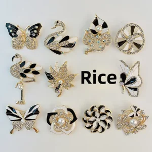 Elegant Light Luxury Alloy Brooches Oil Drop Series Women’s Butterfly Brooch for Coat Suit Fashion