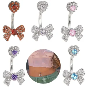 Elegant Love Bow Body Jewelry for Children’s Wedding Stainless Steel Zircon Plating