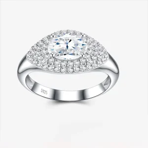 Elegant Moissanite Halo Ring 925 Sterling Silver Double Layer Plated Sparkling Oval Stone Jewelry Gift Fashion Ring