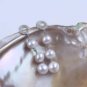 Elegant New Style Pearl Pendant Earrings Freshwater Pearl Bead Fashionable S925 Pearl Earrings Gift