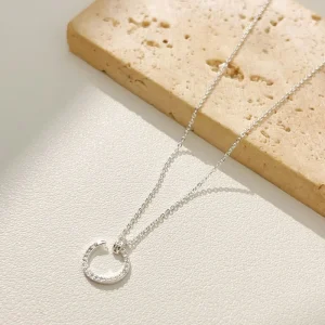 Elegant Open Circular Pendant Necklace with Micro set Zirconia Design for Ladies