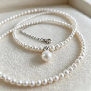 Elegant Pearl Bead Necklace with Statement Drop Pearl