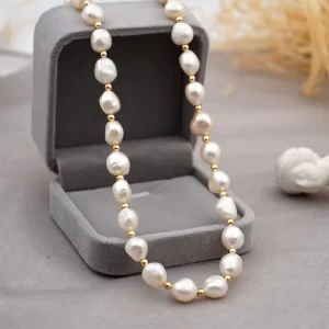 Elegant Pearl Jewelry Set Baroque Pearl Necklace Earrings Bracelet Set for Brides
