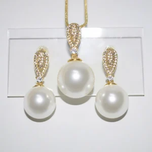 Elegant Pearl Jewelry Set Pearl Drop Earrings Pendant Necklace Set for Women
