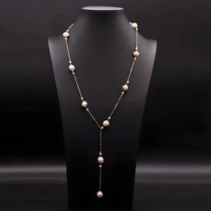 Elegant Pearl Necklace Double Layer Chain Flower Detail Freshwater Pearl Wedding Party Daily Wear Jewelry