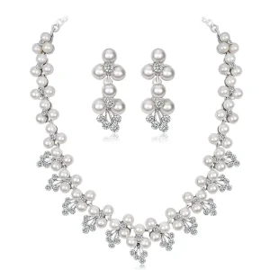 Elegant Pearl Rhinestone Bridal Jewelry Set for Women