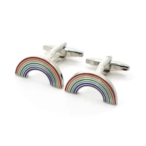 Elegant Rainbow Cufflinks Men’s Suit Wedding Tuxedo Trendy Jewelry Enamel Custom Colorful Tie Clip Fashion Accessory