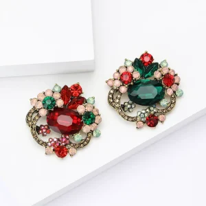 Elegant Retro Brooches Luxury Women Colorful Bling Rhinestone Fashion Charm Designer Brooches Daily Jewelry Decoration