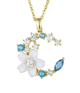Elegant Royal Blue Pear Cut Zircon Necklace Asymmetric Cascading Cluster Design Fashion Jewelry Necklaces