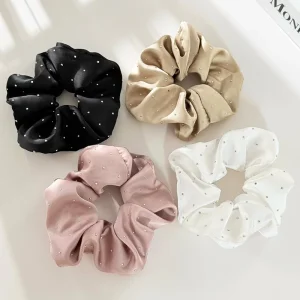 Elegant Satin Scrunchies Hair Ties Shiny Rhinestone Ponytail Elastic Bands Hair Rope Fashion Hair Accessories for Women Girls