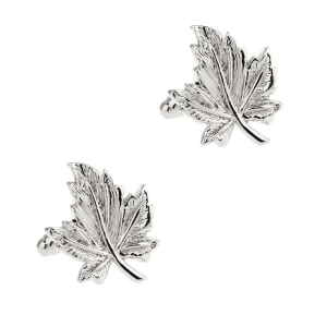 Elegant Silver Maple Leaf Cufflinks Tie Clips Custom Men’s Fashion Accessory for Suit Shirt Wedding Tuxedo for Gift