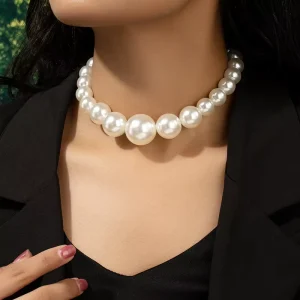 Elegant Simulated Pearl Necklace for Women Fashionable Gold Plated Jewelry Accessories Simply Designed Gift (NL340)