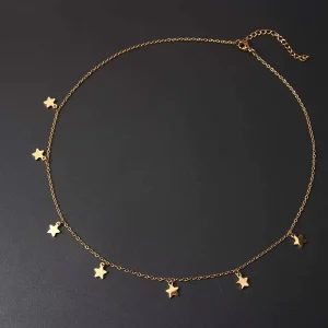 Elegant Stainless Steel Moon Lightning Star Choker Necklace Mirror Polished Women Necklaces