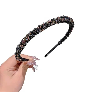 Elegant Stylish Simple Rhinestone Thin Exquisite Fashionable Japan Korean Style Round Face Women’s Headband Hair Accessory