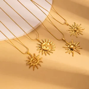 Elegant Sun Pendant Necklace Fashion Women’S Titanium Steel Jewelry Gold Plated Hotselling Bohemia Necklaces ALN25111269